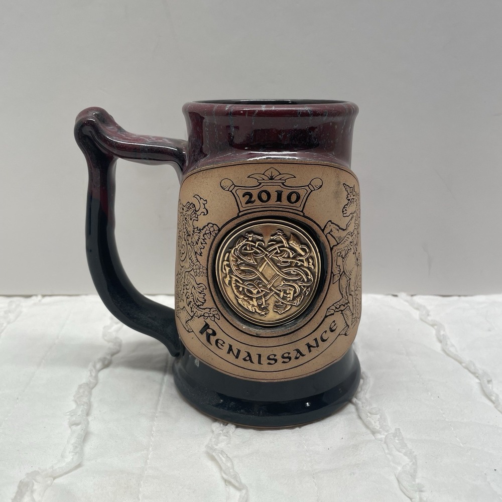 John Coiner Pottery 2010 Renaissance Metallic Badge Tankard Coffee Mug Cup